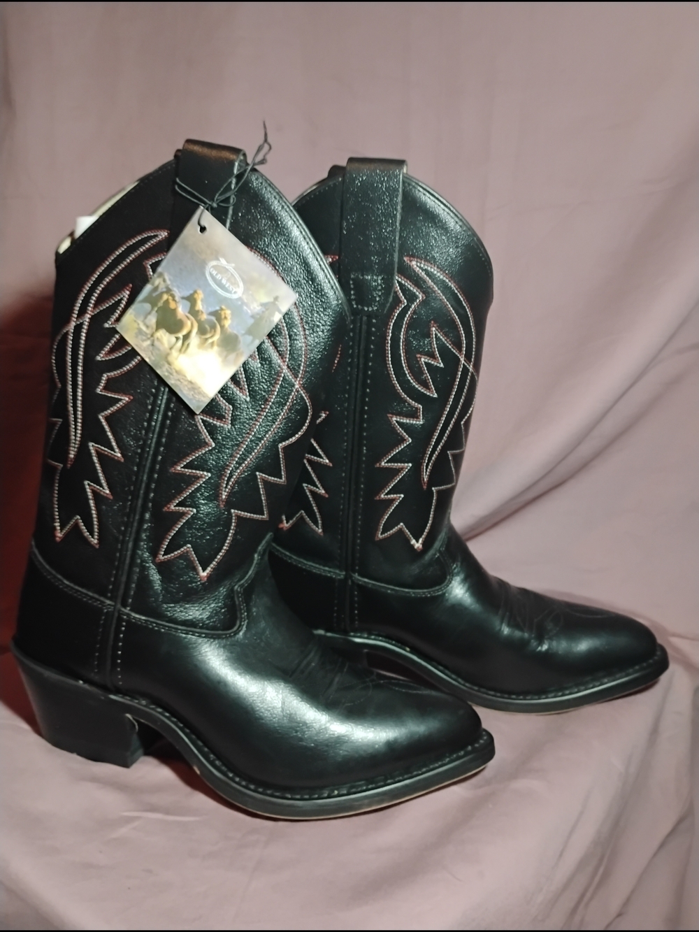 Old West Kids cowboy Boots round Toe Retro Western Style and Embroidery Botas